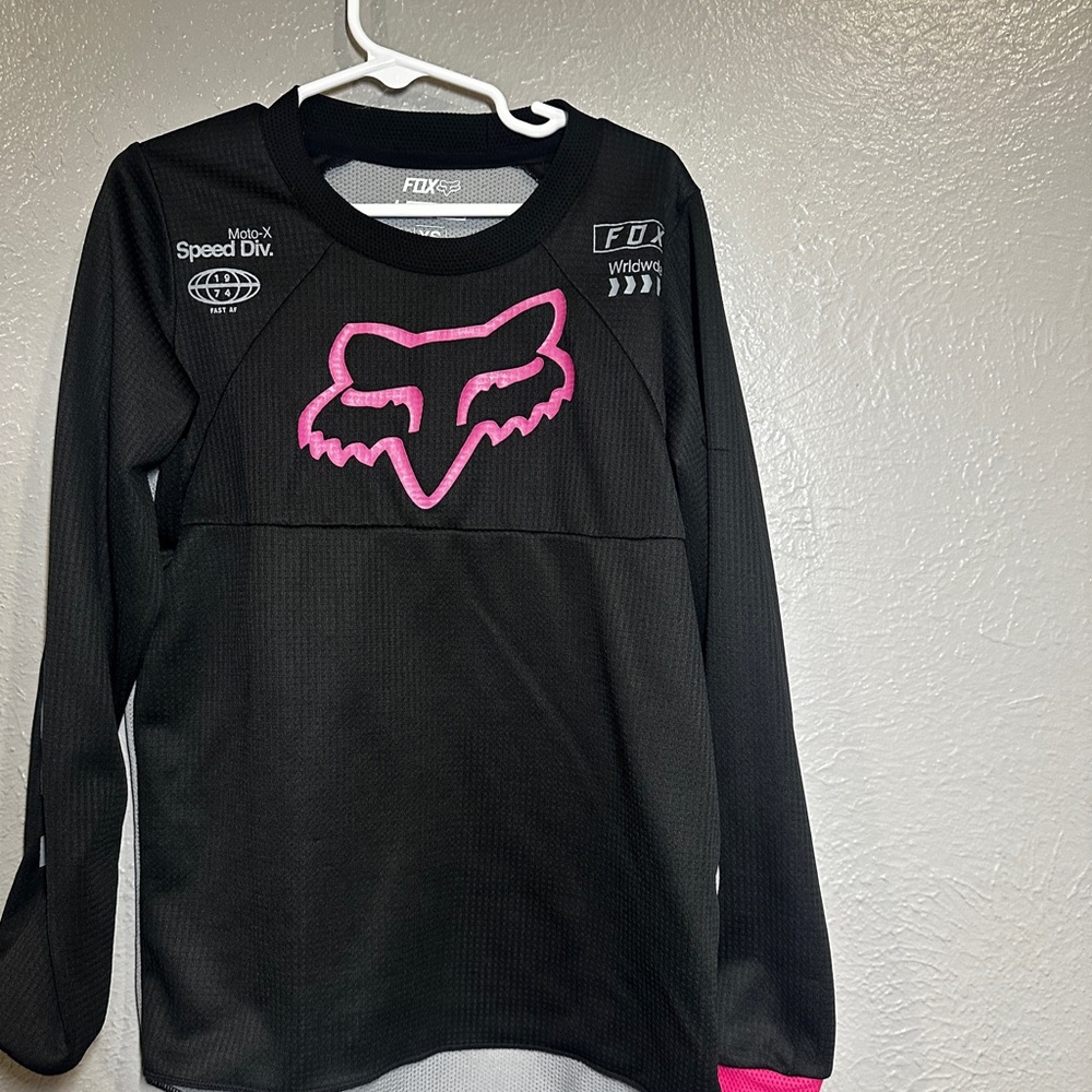 Fox Kids Black and Pink Riding Jersey size youth small